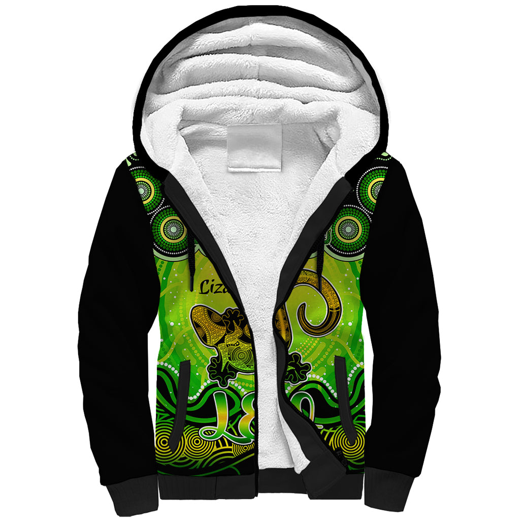 personalised-australia-leo-lizard-zodiac-sherpa-hoodie-auz-astrology-aboriginal-green