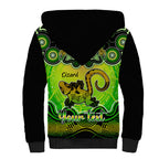 personalised-australia-leo-lizard-zodiac-sherpa-hoodie-auz-astrology-aboriginal-green