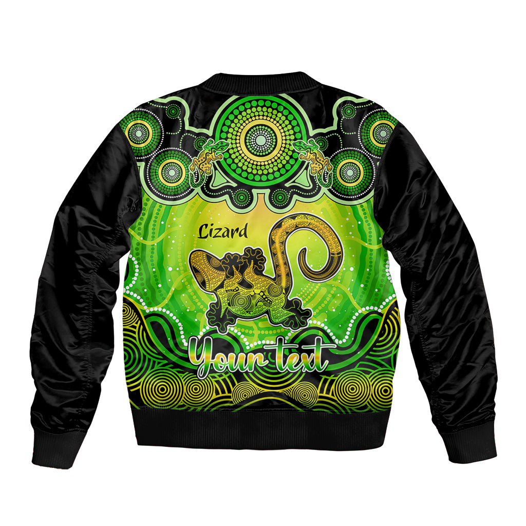 personalised-australia-leo-lizard-zodiac-sleeve-zip-bomber-jacket-auz-astrology-aboriginal-green