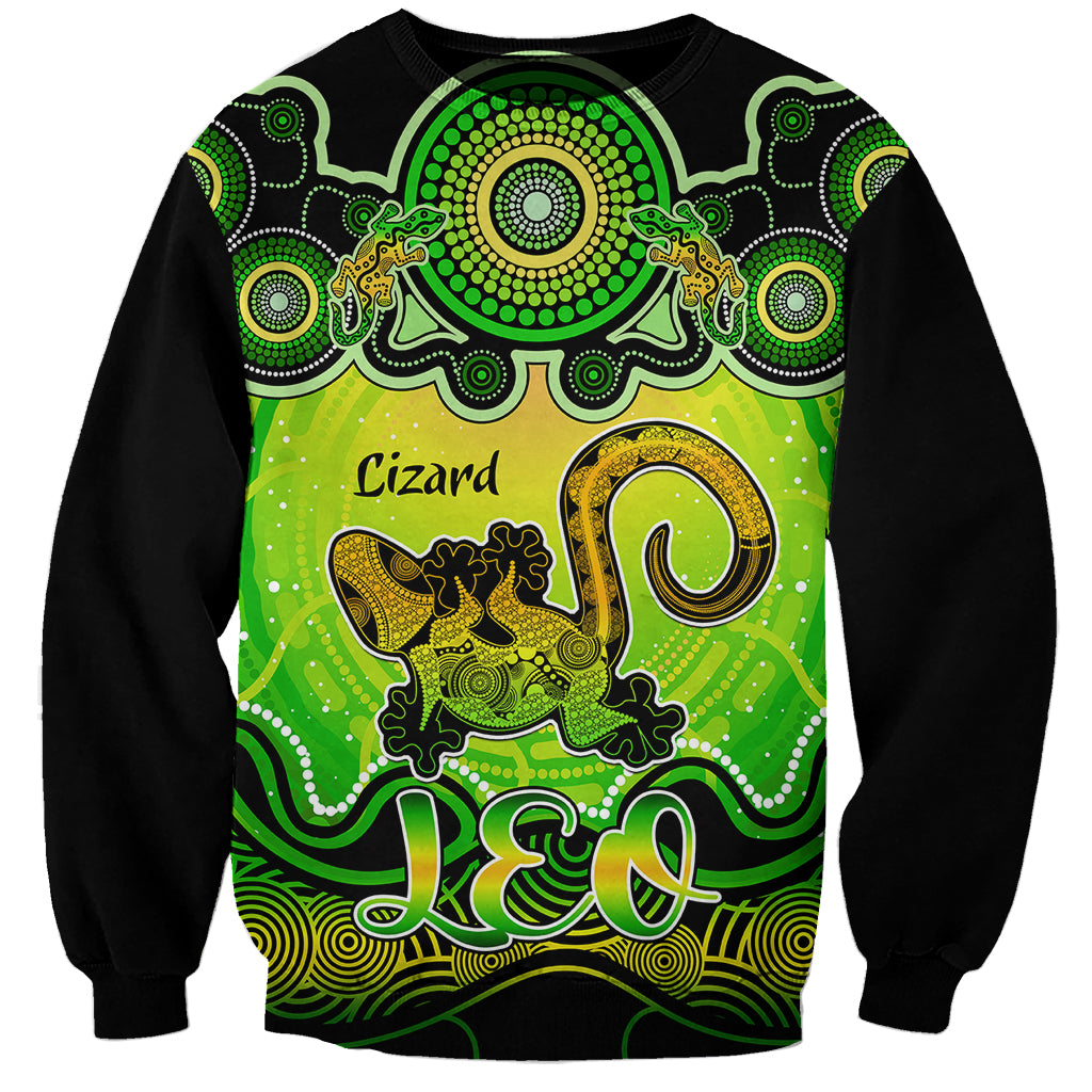 personalised-australia-leo-lizard-zodiac-sweatshirt-auz-astrology-aboriginal-green