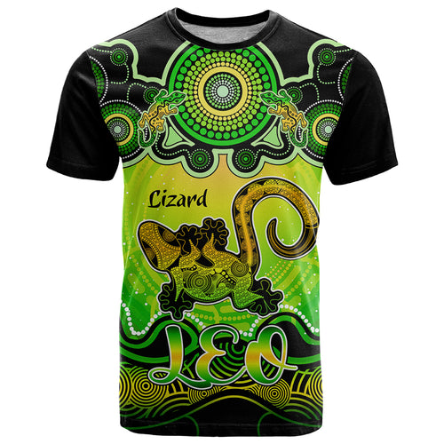 personalised-australia-leo-lizard-zodiac-t-shirt-auz-astrology-aboriginal-green