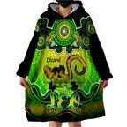 personalised-australia-leo-lizard-zodiac-wearable-blanket-hoodie-auz-astrology-aboriginal-green