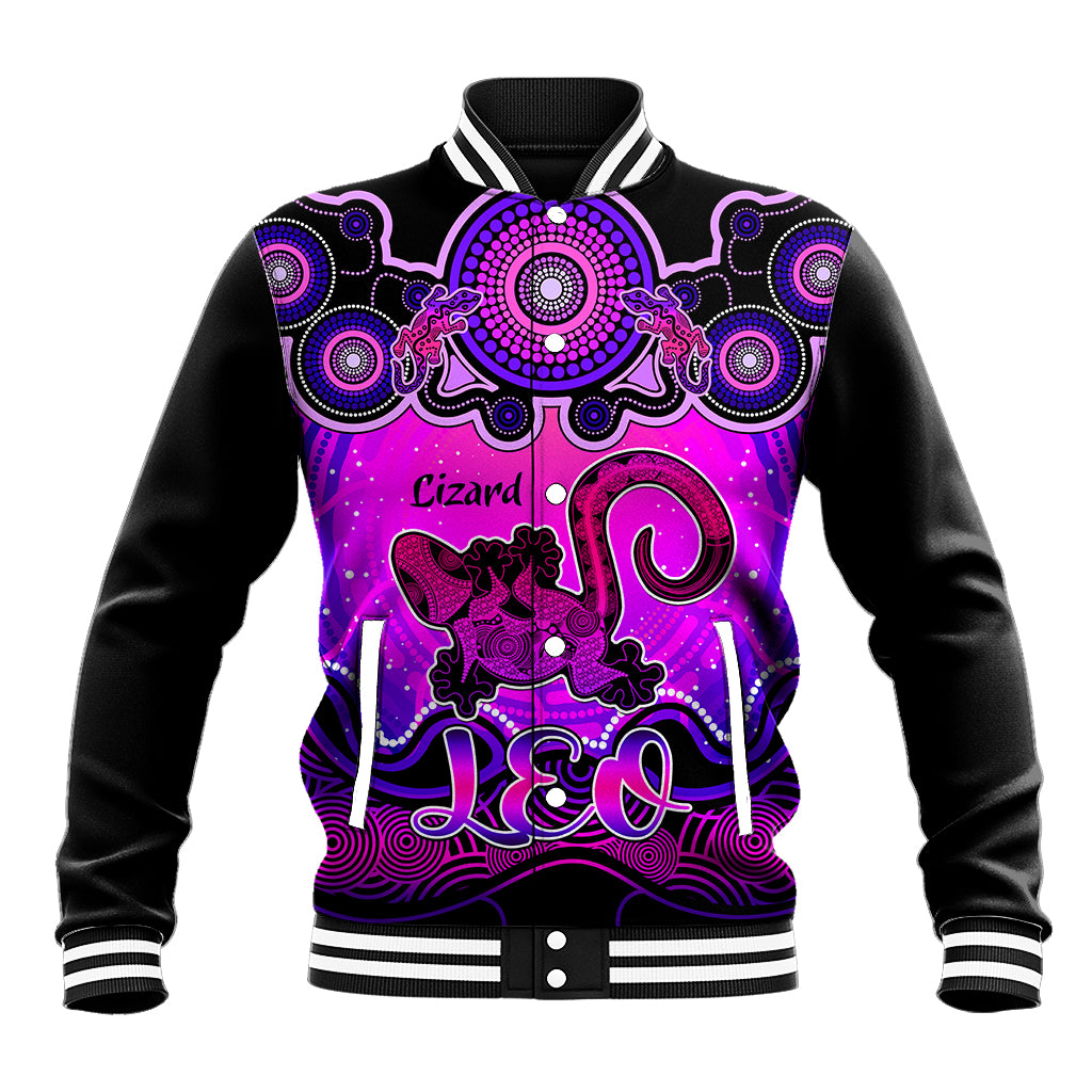 personalised-australia-leo-lizard-zodiac-baseball-jacket-auz-astrology-aboriginal-magenta