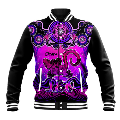 personalised-australia-leo-lizard-zodiac-baseball-jacket-auz-astrology-aboriginal-magenta