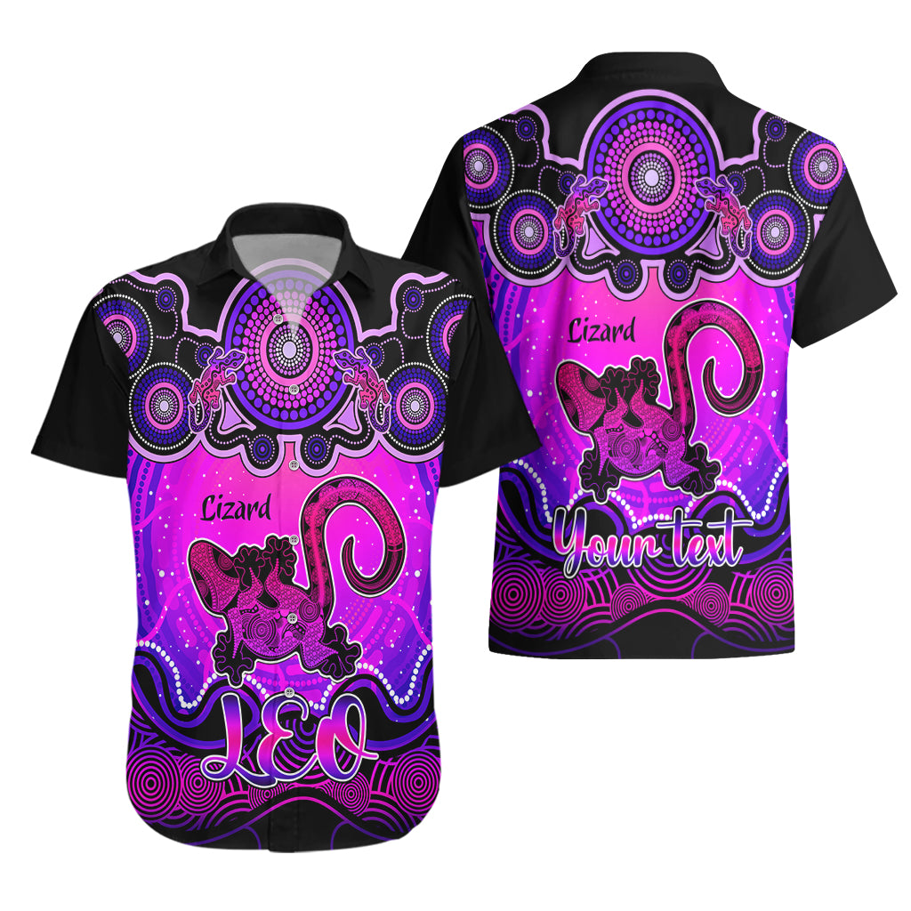 personalised-australia-leo-lizard-zodiac-hawaiian-shirt-auz-astrology-aboriginal-magenta