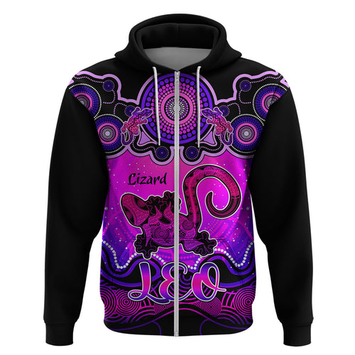 personalised-australia-leo-lizard-zodiac-hoodie-auz-astrology-aboriginal-magenta