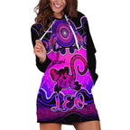 personalised-australia-leo-lizard-zodiac-hoodie-dress-auz-astrology-aboriginal-magenta