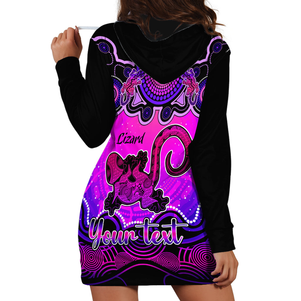 personalised-australia-leo-lizard-zodiac-hoodie-dress-auz-astrology-aboriginal-magenta