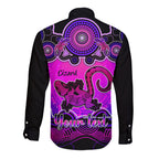 personalised-australia-leo-lizard-zodiac-long-sleeve-button-shirt-auz-astrology-aboriginal-magenta