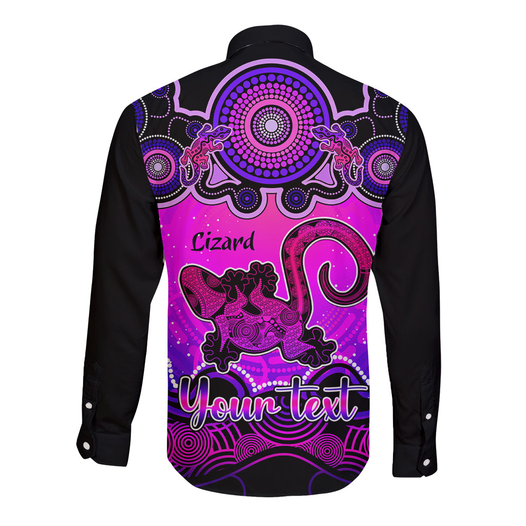 personalised-australia-leo-lizard-zodiac-long-sleeve-button-shirt-auz-astrology-aboriginal-magenta