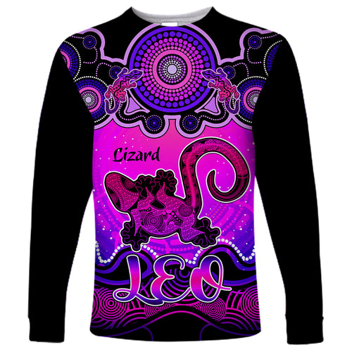 personalised-australia-leo-lizard-zodiac-long-sleeve-shirt-auz-astrology-aboriginal-magenta