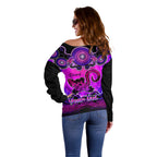 personalised-australia-leo-lizard-zodiac-off-shoulder-sweater-auz-astrology-aboriginal-magenta