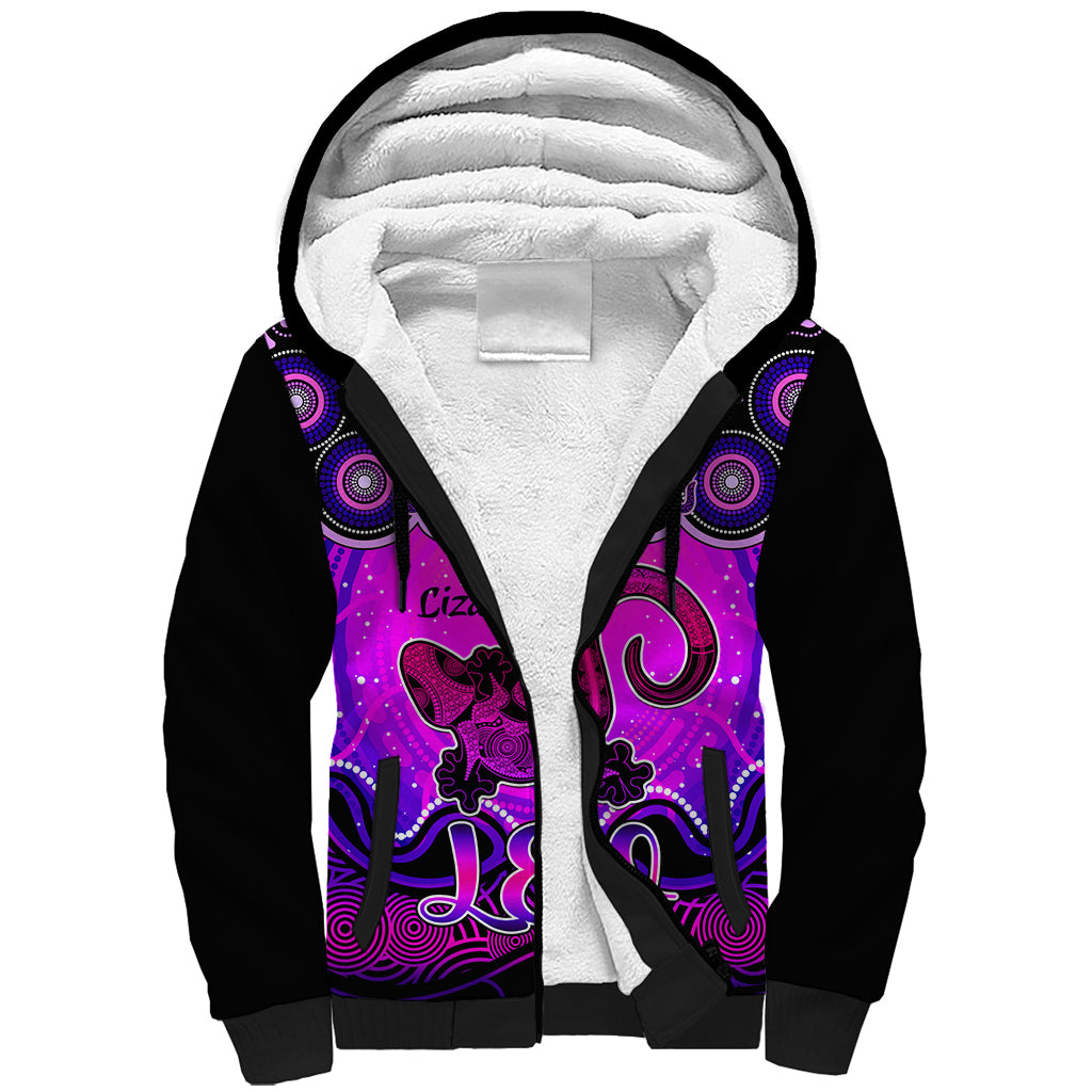 personalised-australia-leo-lizard-zodiac-sherpa-hoodie-auz-astrology-aboriginal-magenta