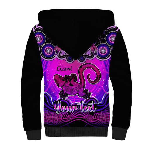 personalised-australia-leo-lizard-zodiac-sherpa-hoodie-auz-astrology-aboriginal-magenta