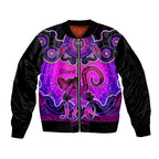 personalised-australia-leo-lizard-zodiac-sleeve-zip-bomber-jacket-auz-astrology-aboriginal-magenta