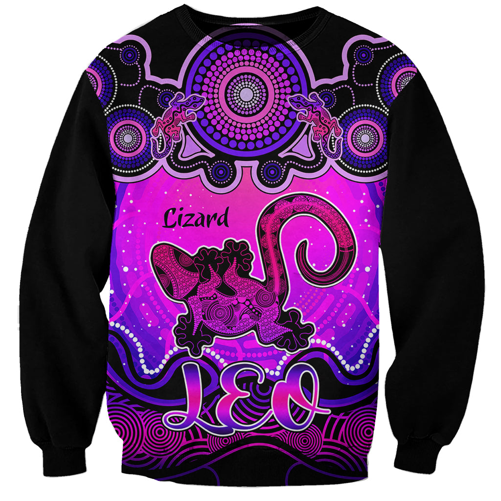 personalised-australia-leo-lizard-zodiac-sweatshirt-auz-astrology-aboriginal-magenta