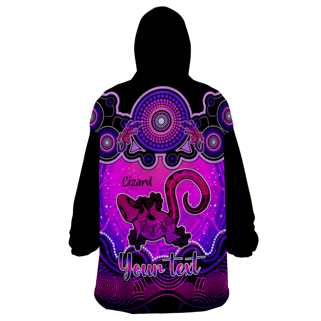 personalised-australia-leo-lizard-zodiac-wearable-blanket-hoodie-auz-astrology-aboriginal-magenta