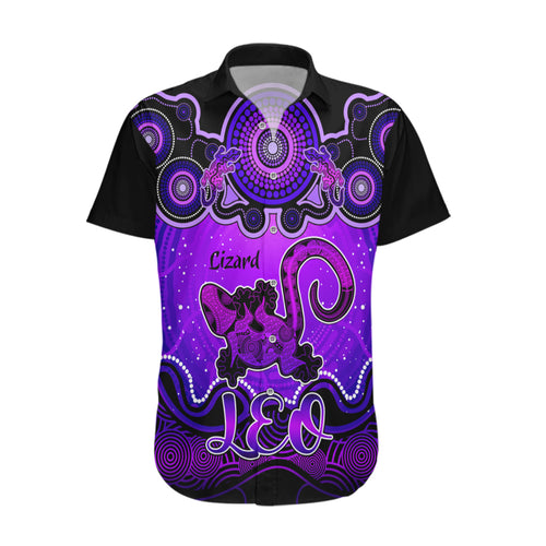 personalised-australia-leo-lizard-zodiac-hawaiian-shirt-auz-astrology-aboriginal-purple