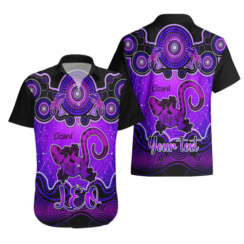 personalised-australia-leo-lizard-zodiac-hawaiian-shirt-auz-astrology-aboriginal-purple