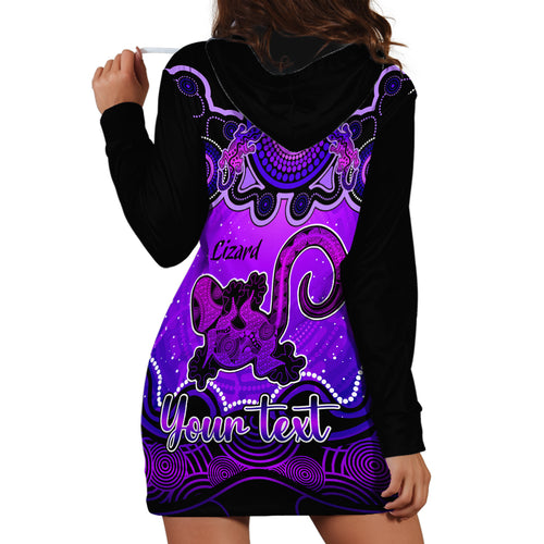 personalised-australia-leo-lizard-zodiac-hoodie-dress-auz-astrology-aboriginal-purple