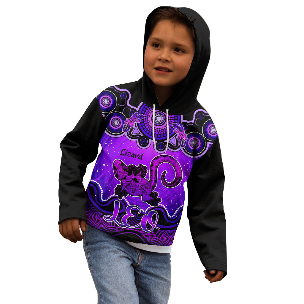 personalised-australia-leo-lizard-zodiac-kid-hoodie-auz-astrology-aboriginal-purple