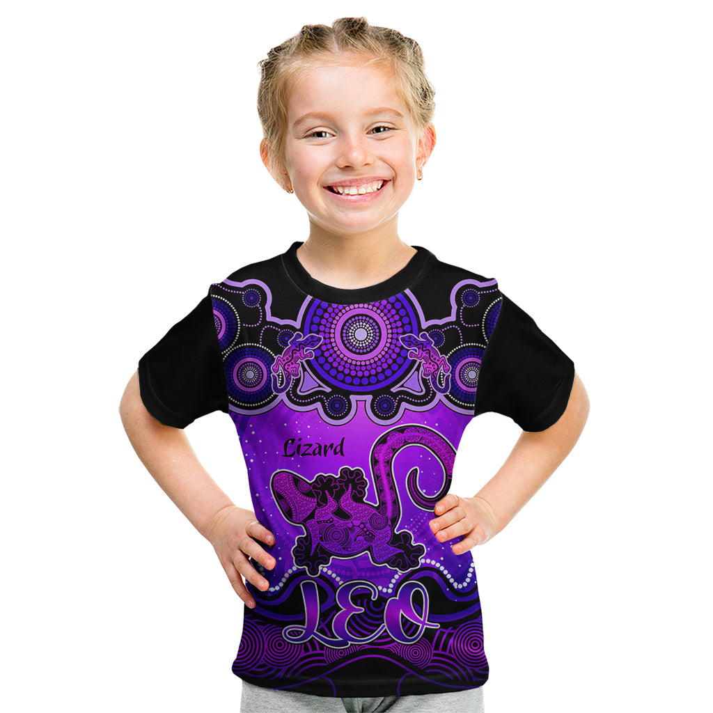 personalised-australia-leo-lizard-zodiac-kid-t-shirt-auz-astrology-aboriginal-purple