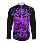 personalised-australia-leo-lizard-zodiac-long-sleeve-button-shirt-auz-astrology-aboriginal-purple