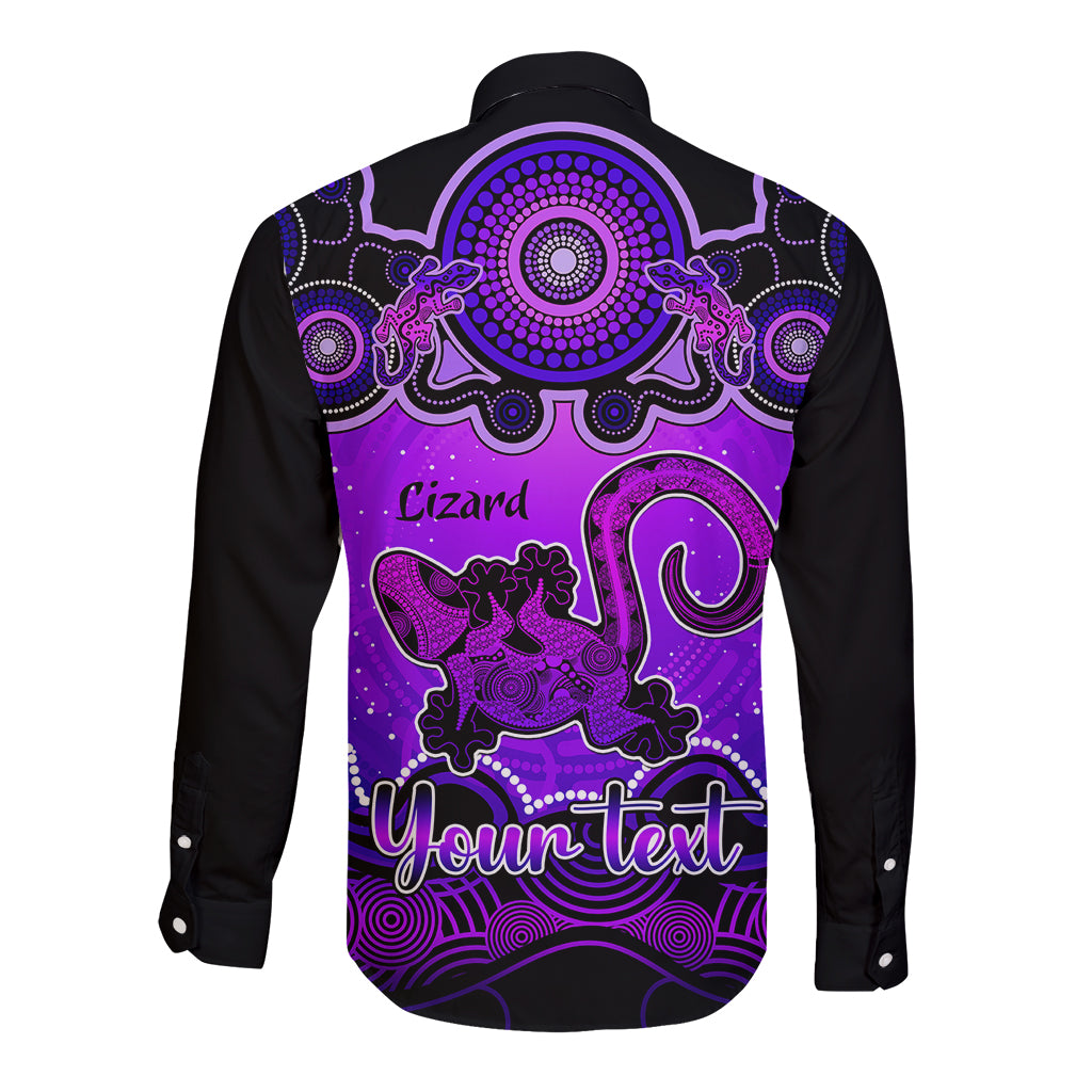 personalised-australia-leo-lizard-zodiac-long-sleeve-button-shirt-auz-astrology-aboriginal-purple