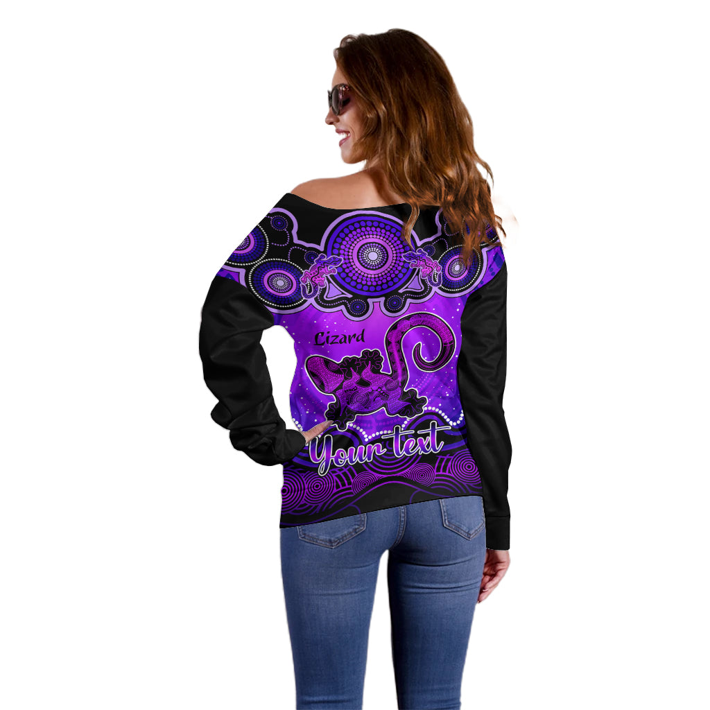 personalised-australia-leo-lizard-zodiac-off-shoulder-sweater-auz-astrology-aboriginal-purple