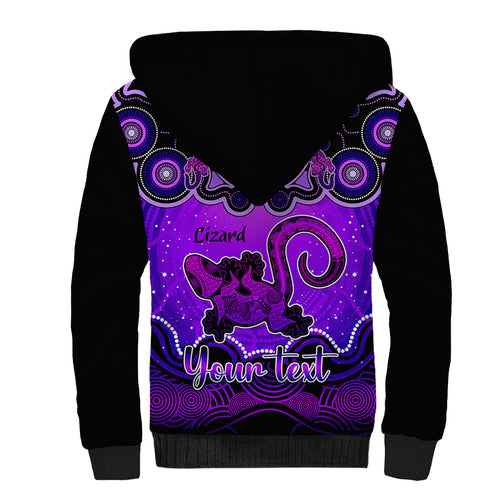 personalised-australia-leo-lizard-zodiac-sherpa-hoodie-auz-astrology-aboriginal-purple