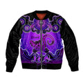 personalised-australia-leo-lizard-zodiac-sleeve-zip-bomber-jacket-auz-astrology-aboriginal-purple