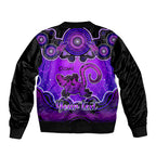 personalised-australia-leo-lizard-zodiac-sleeve-zip-bomber-jacket-auz-astrology-aboriginal-purple