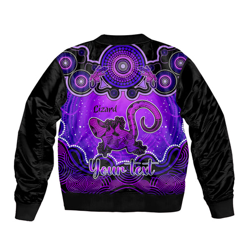 personalised-australia-leo-lizard-zodiac-sleeve-zip-bomber-jacket-auz-astrology-aboriginal-purple
