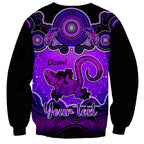 personalised-australia-leo-lizard-zodiac-sweatshirt-auz-astrology-aboriginal-purple