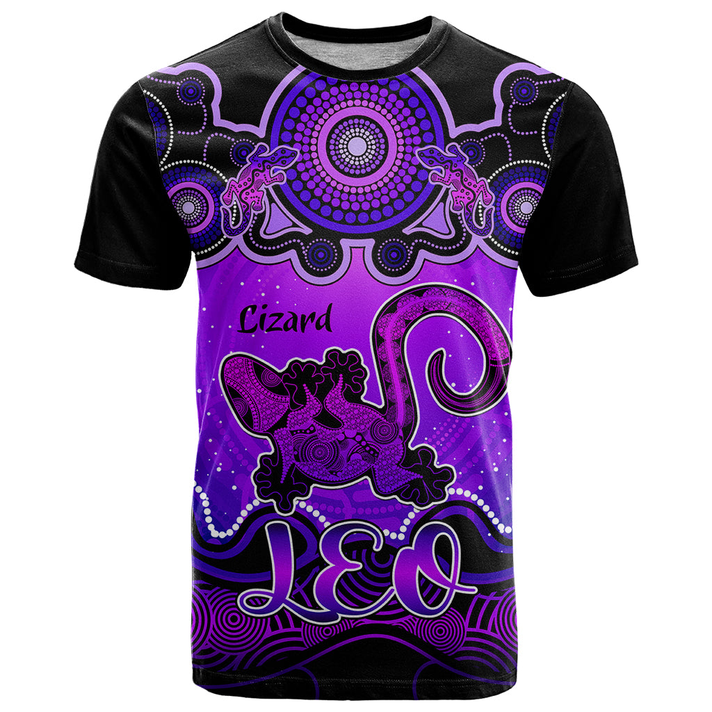 personalised-australia-leo-lizard-zodiac-t-shirt-auz-astrology-aboriginal-purple