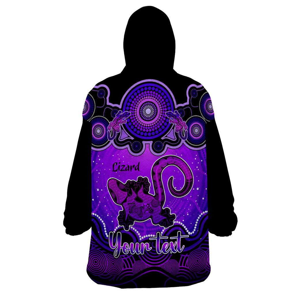 personalised-australia-leo-lizard-zodiac-wearable-blanket-hoodie-auz-astrology-aboriginal-purple