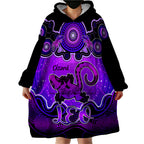 personalised-australia-leo-lizard-zodiac-wearable-blanket-hoodie-auz-astrology-aboriginal-purple