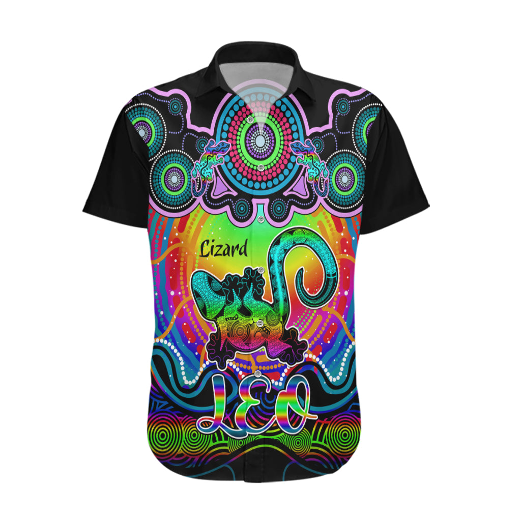 personalised-australia-leo-lizard-zodiac-hawaiian-shirt-auz-astrology-aboriginal-rainbow