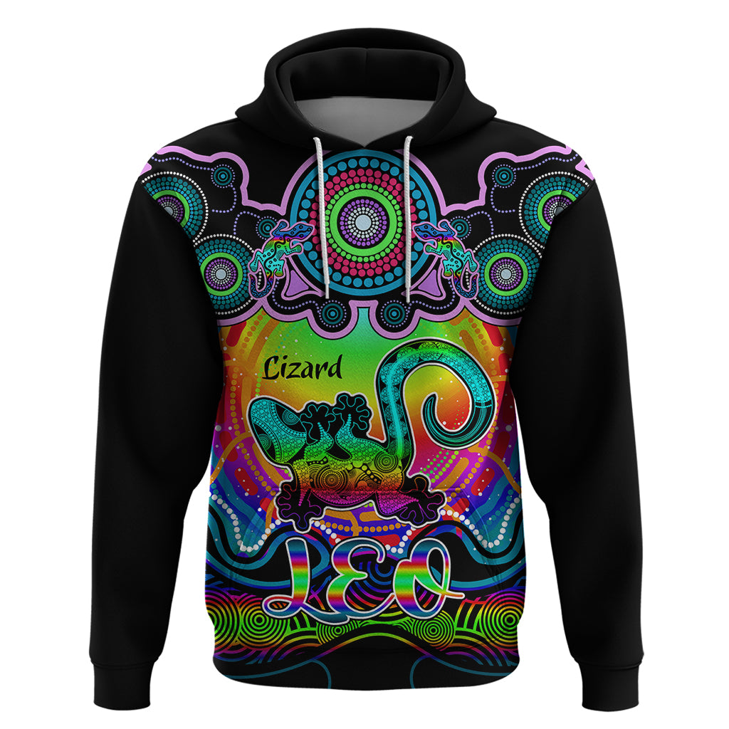 personalised-australia-leo-lizard-zodiac-hoodie-auz-astrology-aboriginal-rainbow