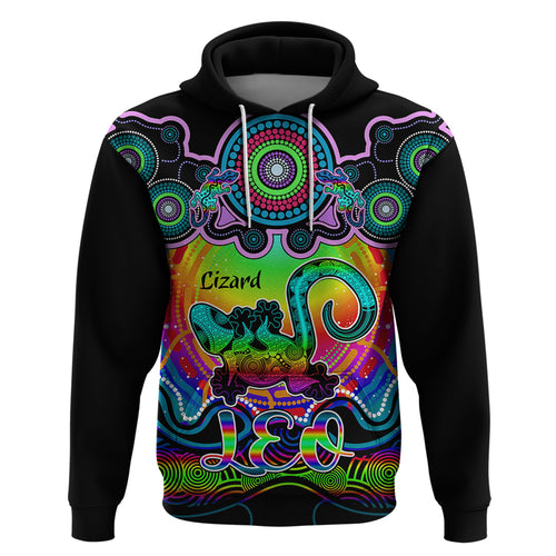 personalised-australia-leo-lizard-zodiac-hoodie-auz-astrology-aboriginal-rainbow