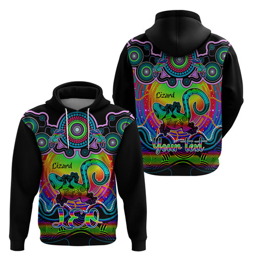 personalised-australia-leo-lizard-zodiac-hoodie-auz-astrology-aboriginal-rainbow