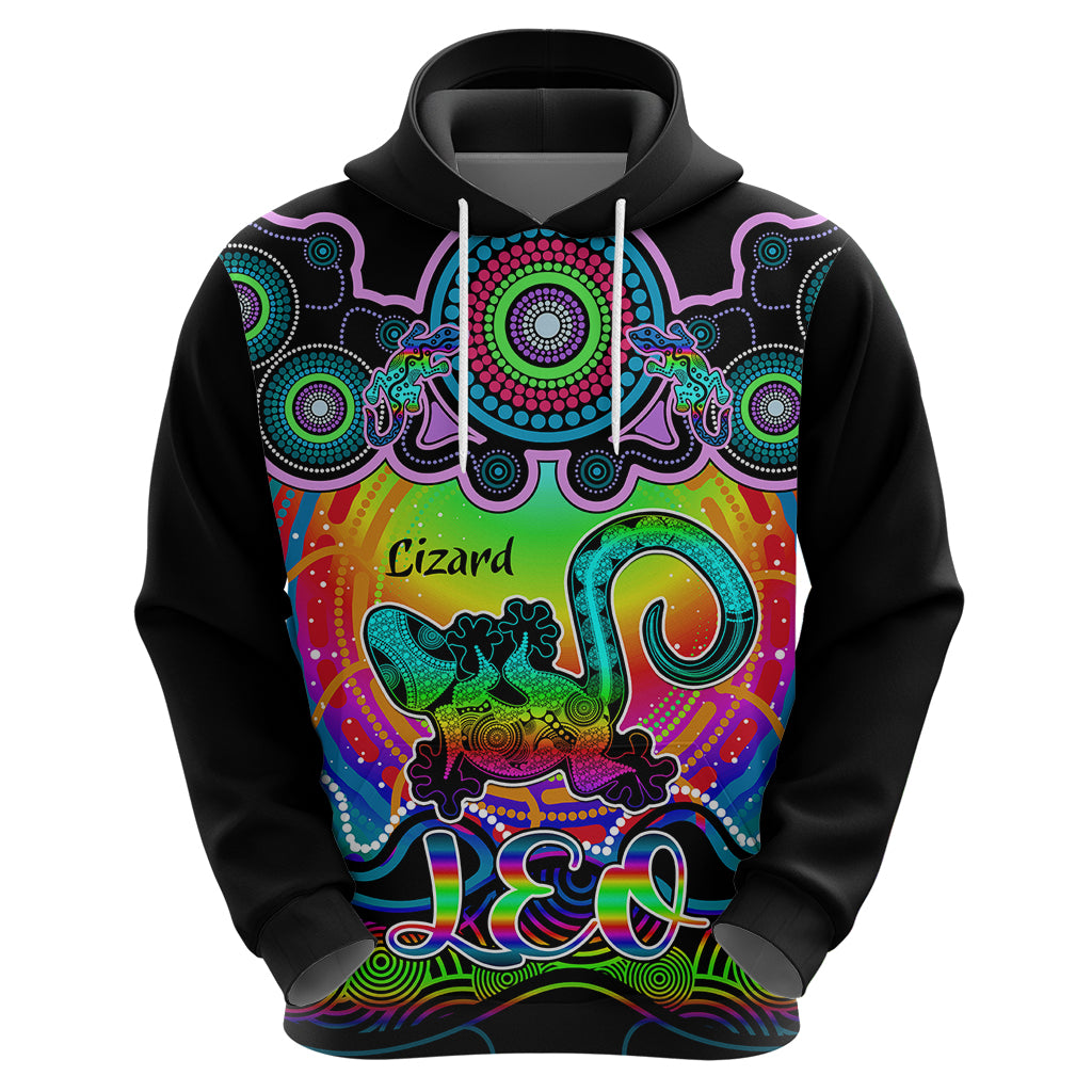 personalised-australia-leo-lizard-zodiac-hoodie-auz-astrology-aboriginal-rainbow