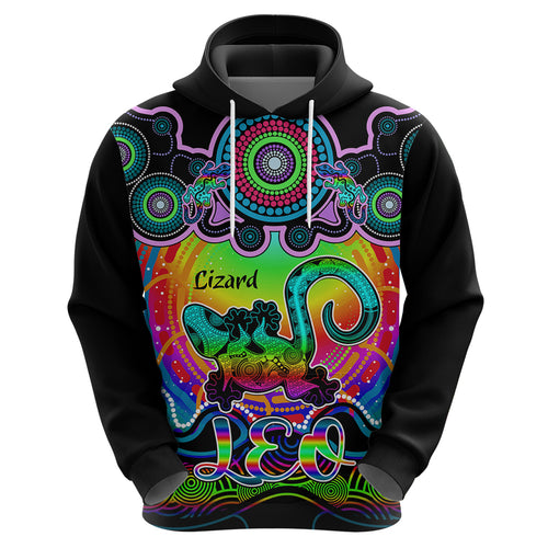 personalised-australia-leo-lizard-zodiac-hoodie-auz-astrology-aboriginal-rainbow