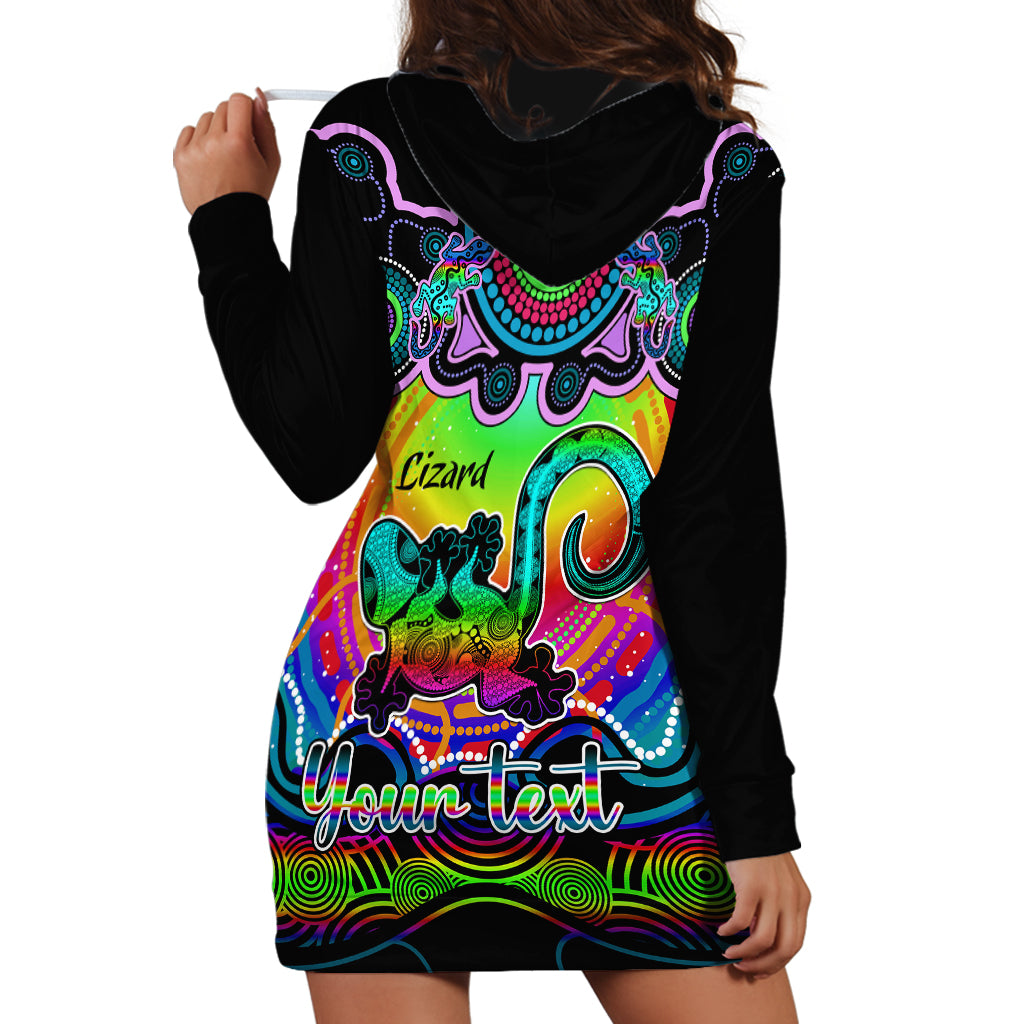 personalised-australia-leo-lizard-zodiac-hoodie-dress-auz-astrology-aboriginal-rainbow