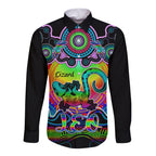 personalised-australia-leo-lizard-zodiac-long-sleeve-button-shirt-auz-astrology-aboriginal-rainbow
