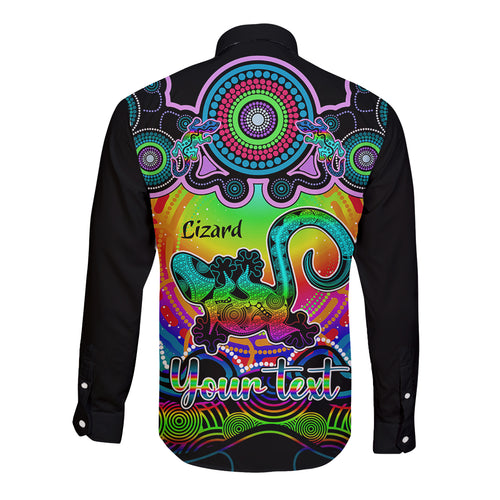 personalised-australia-leo-lizard-zodiac-long-sleeve-button-shirt-auz-astrology-aboriginal-rainbow