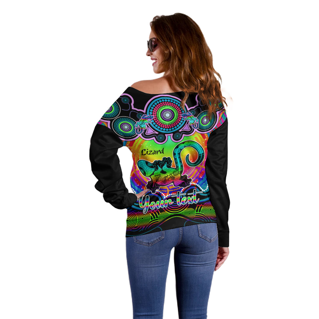 personalised-australia-leo-lizard-zodiac-off-shoulder-sweater-auz-astrology-aboriginal-rainbow