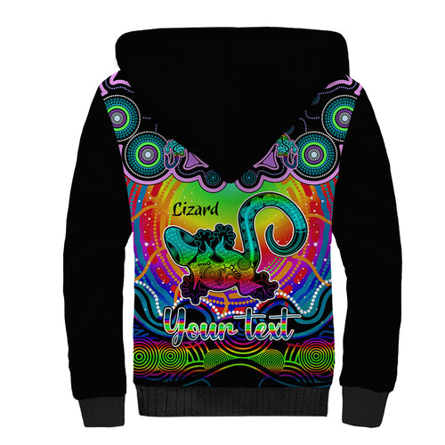 personalised-australia-leo-lizard-zodiac-sherpa-hoodie-auz-astrology-aboriginal-rainbow
