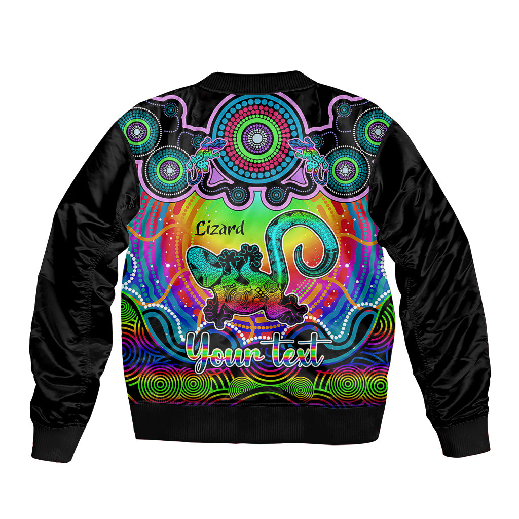 personalised-australia-leo-lizard-zodiac-sleeve-zip-bomber-jacket-auz-astrology-aboriginal-rainbow