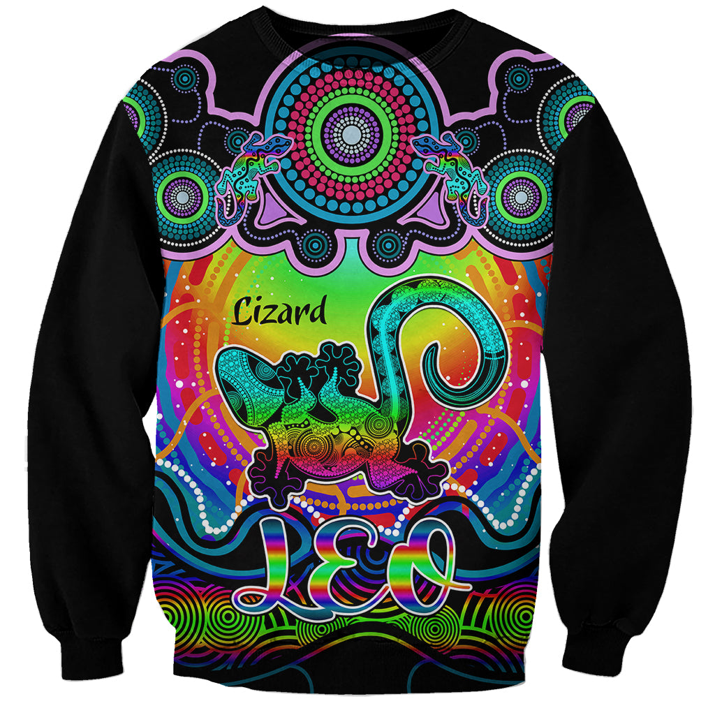 personalised-australia-leo-lizard-zodiac-sweatshirt-auz-astrology-aboriginal-rainbow